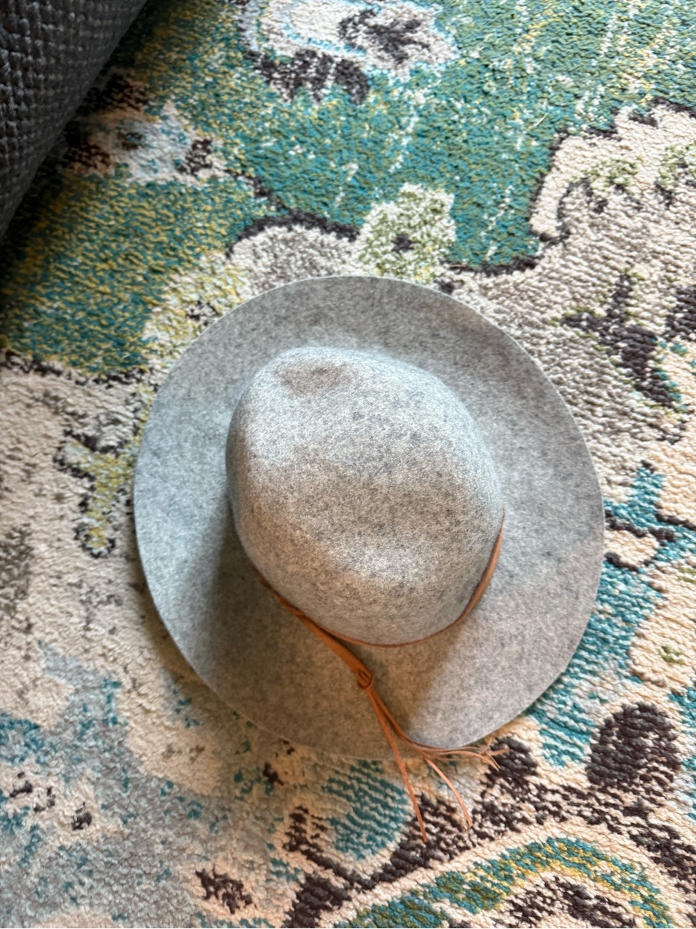 Light Gray 100% Wool Rancher Hat Braided Faux Leather Band Boho Western Festival - Picture 5 of 7